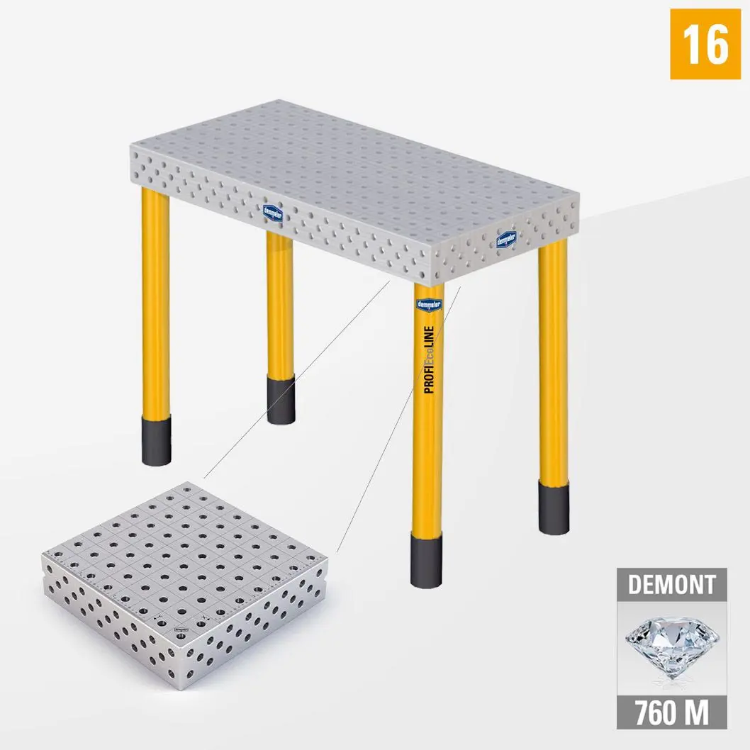 PE 3D Сварочный стол 16 1000х500 Азотированный DEMONT 760 M Со стандартными опорами