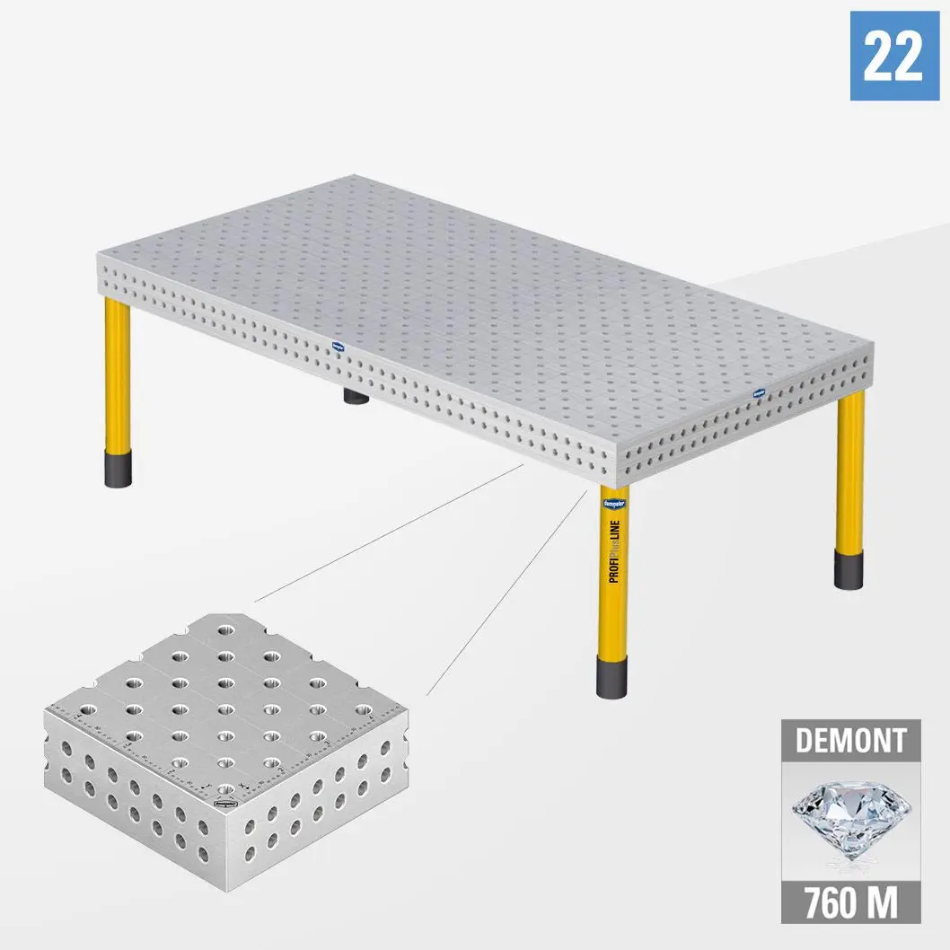 PROFIPlusLINE PL 3D table 22 2400х1200 Азотированный DEMONT 760 M Со стандартными опорами PL22-01003