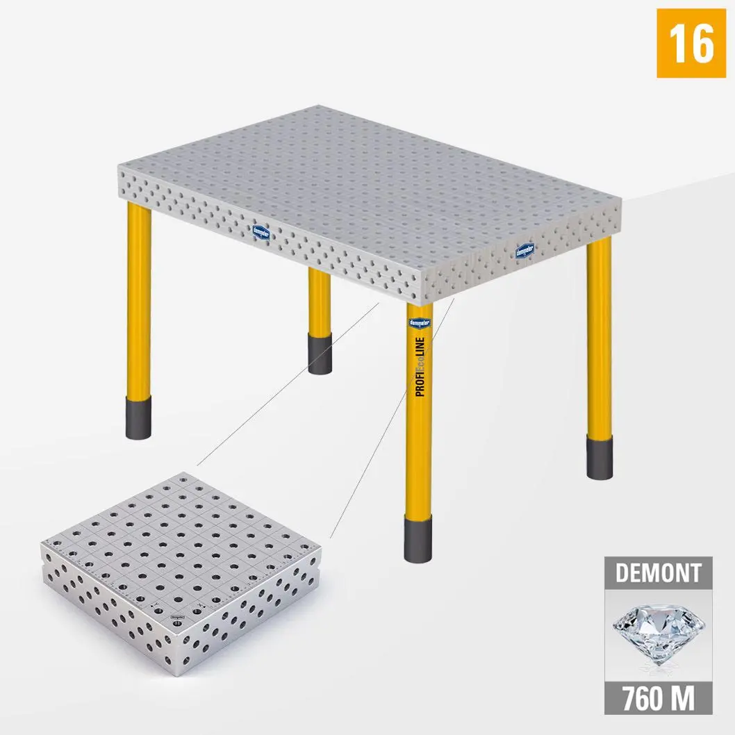 PE 3D Сварочный стол 16 1200х800 Азотированный DEMONT 760 M Со стандартными опорами