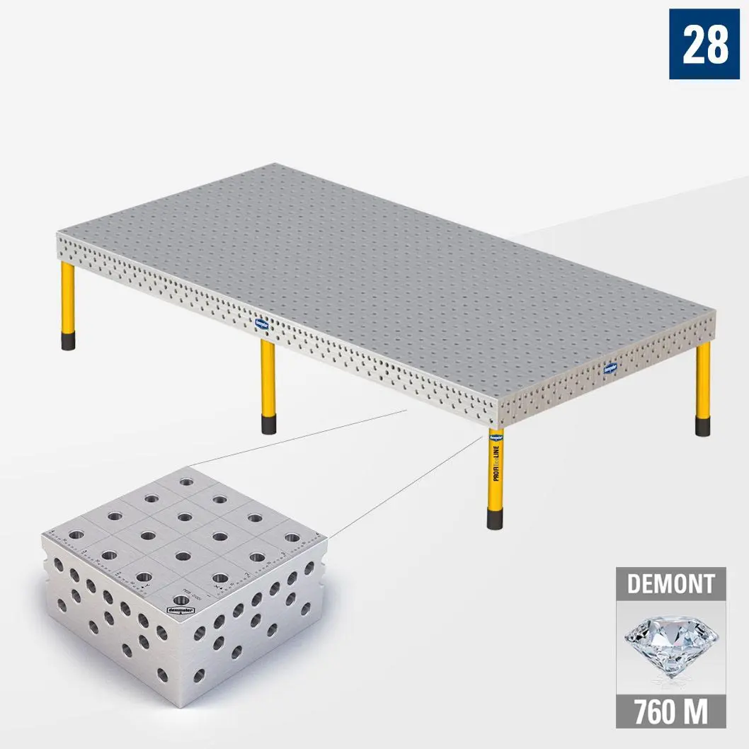 3D Сварочный стол PE28 4000х2000 Азотированный DEMONT 760 M Со стандартными опорами PE28-01005-011