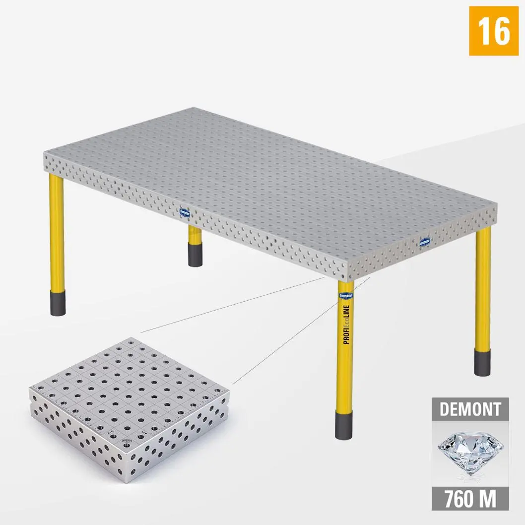 PE 3D Сварочный стол 16 2000х1000 Азотированный DEMONT 760 M Со стандартными опорами
