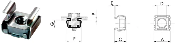 Закладная (клетьевая) гайка SMG сталь оцинкованная Резьба М 5, квадрат 9,5 мм, толщина металла 1,7 -
