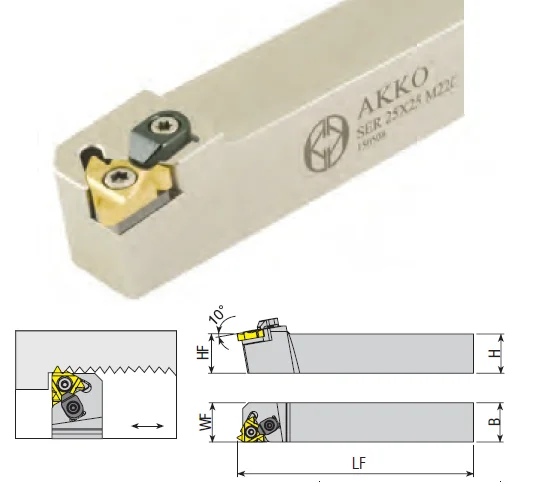 SER/L 2525 M22C Державка для нарезания наружной резьбы 