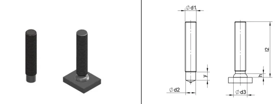 Шпилька резьбовая MD с алюминиевым кончиком Стальная M10x30 Арт. 46-10-030-MPF