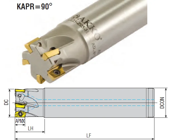 AEM90-AD07-D12-C12-L90-Z03-H S-тип концевая фреза