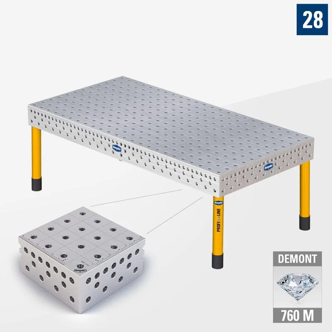 3D Сварочный стол PE28 2400х1200 Азотированный DEMONT 760 M Со стандартными опорами PE28-01003-011