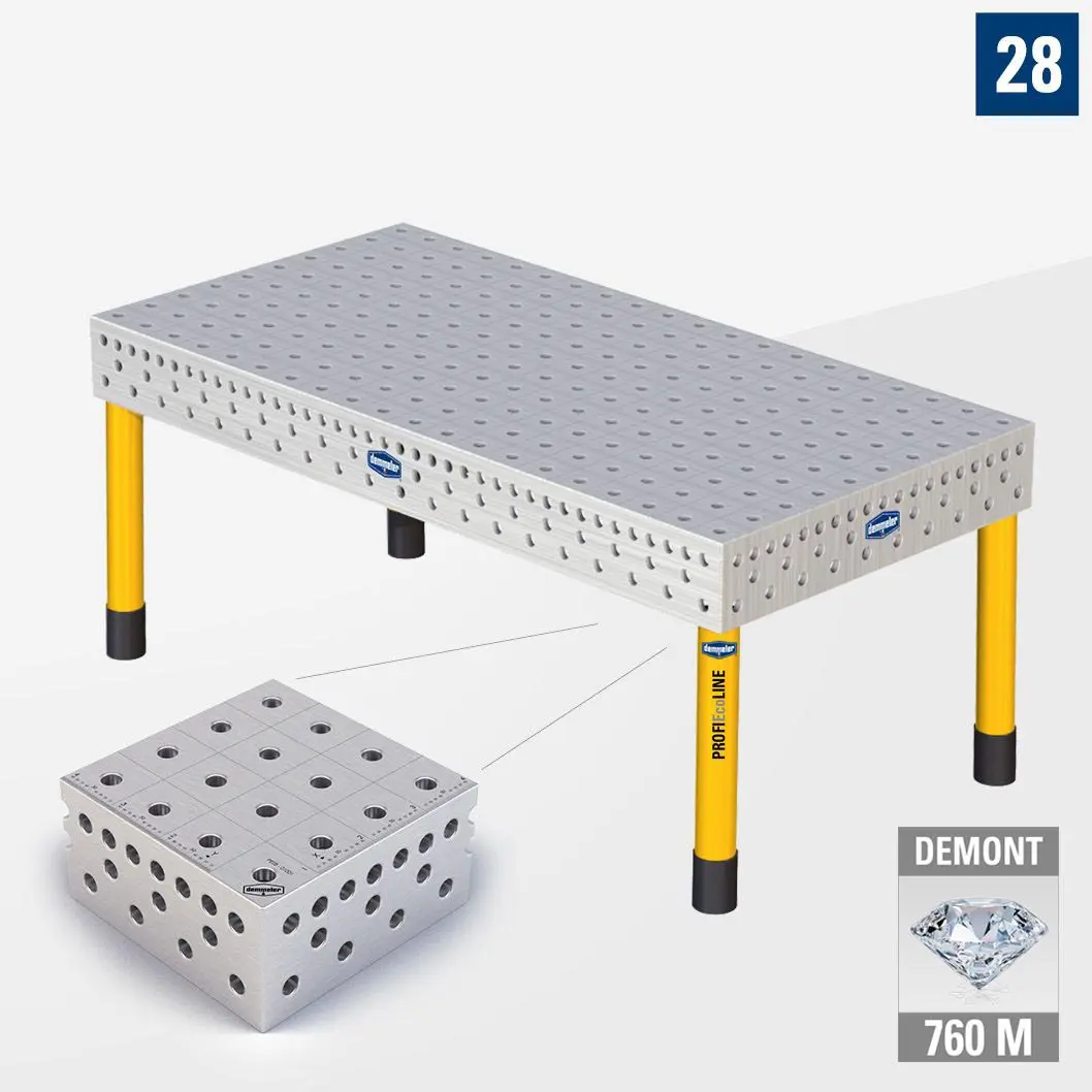 3D Сварочный стол PE28 2000х1000 Азотированный DEMONT 760 M Со стандартными опорами PE28-01002-011