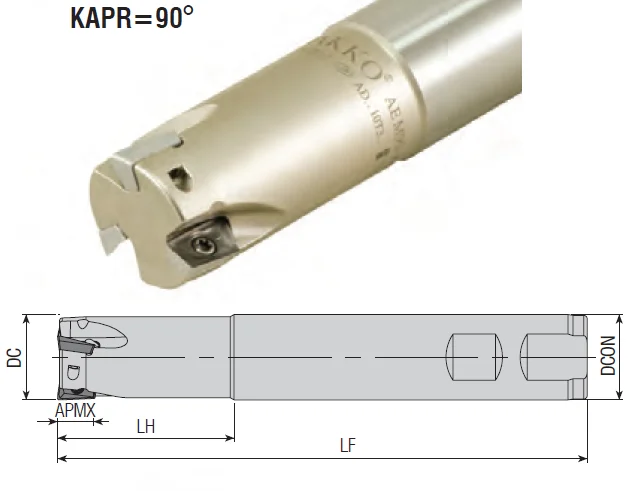 AEM90-AD0803-D21-W20-L200-Z03 S-тип концевая фреза