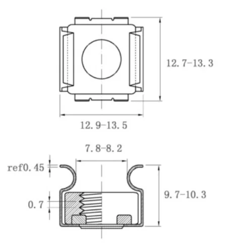 Закладная (клетьевая) гайка SMG сталь нержавеющая Резьба М 4, квадрат 8,3 мм, толщина металла 1,7 -