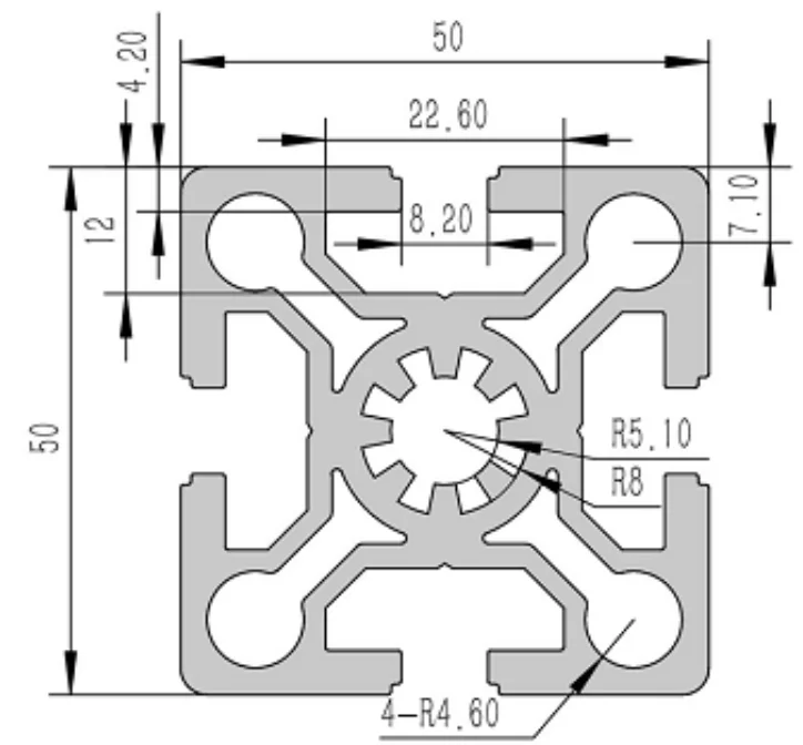 5050-8W Алюминиевый конструкционный профиль анодированный