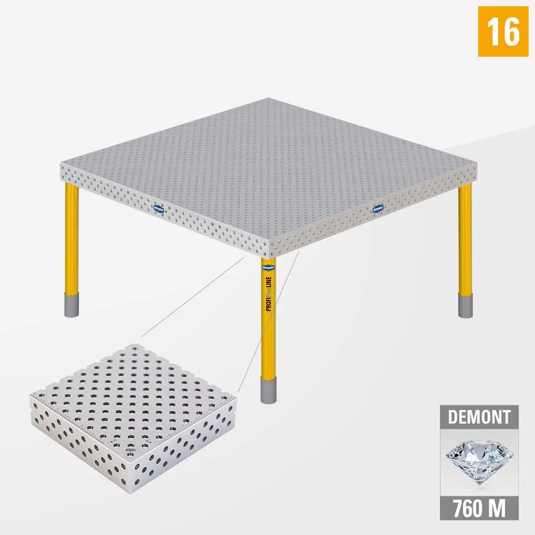 PROFIPlusLINE PL 3D Сварочный стол 16 1500х1500 Азотированный DEMONT 760 M Со стандартными опорами