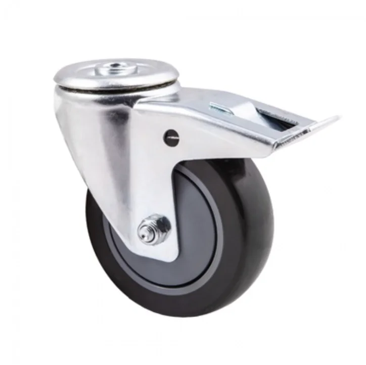 Колесо поворотное D100 мм, отверстие D12 мм, с тормозом, ALF-WB-D100