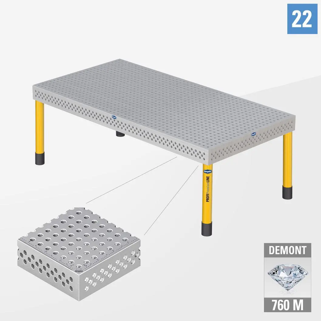 PROFIPremiumLINE PP 3D Сварочный стол 22 2400х1200 Азотированный DEMONT 760 M Со стандартными опорам