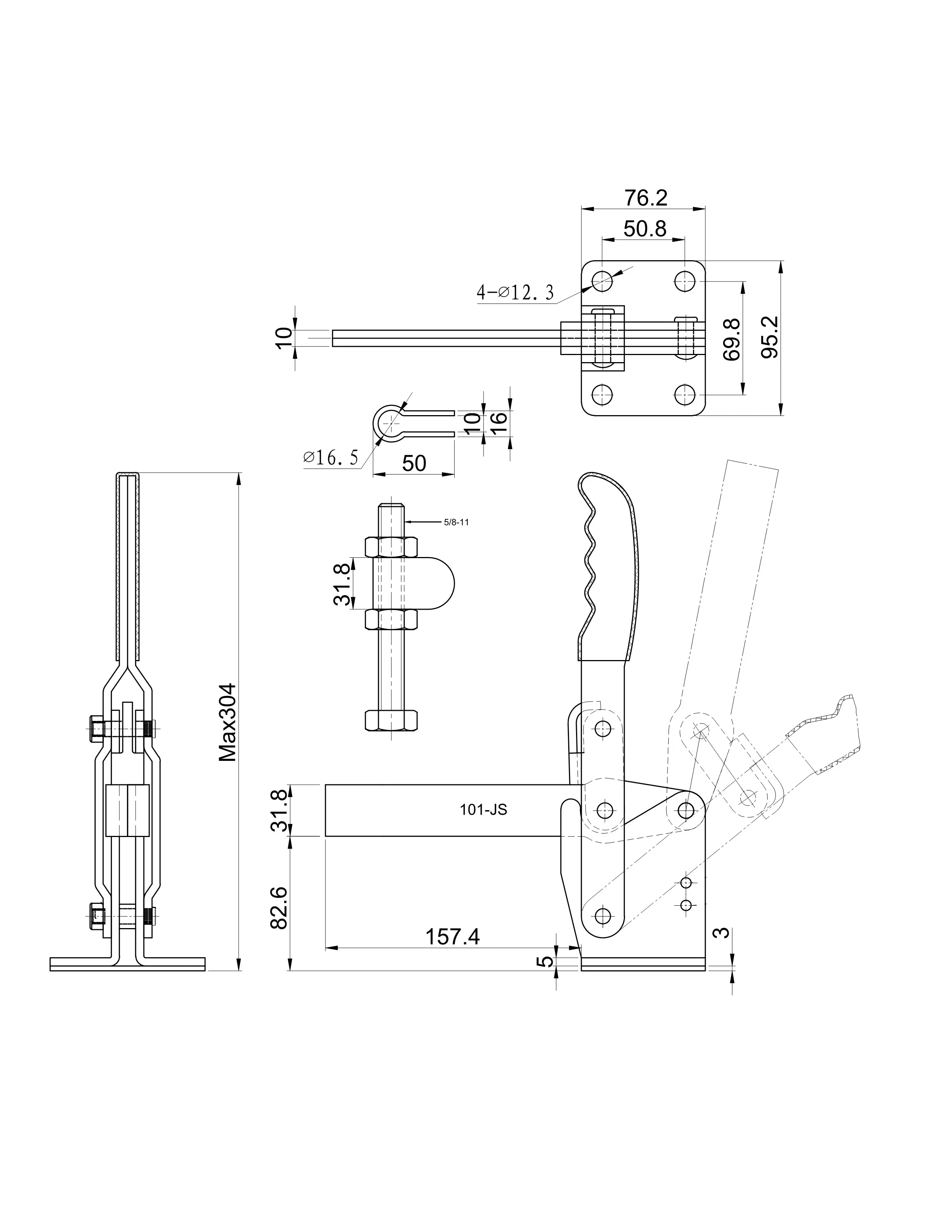Прижим шарнирно-рычажный Арт. CH-101JS