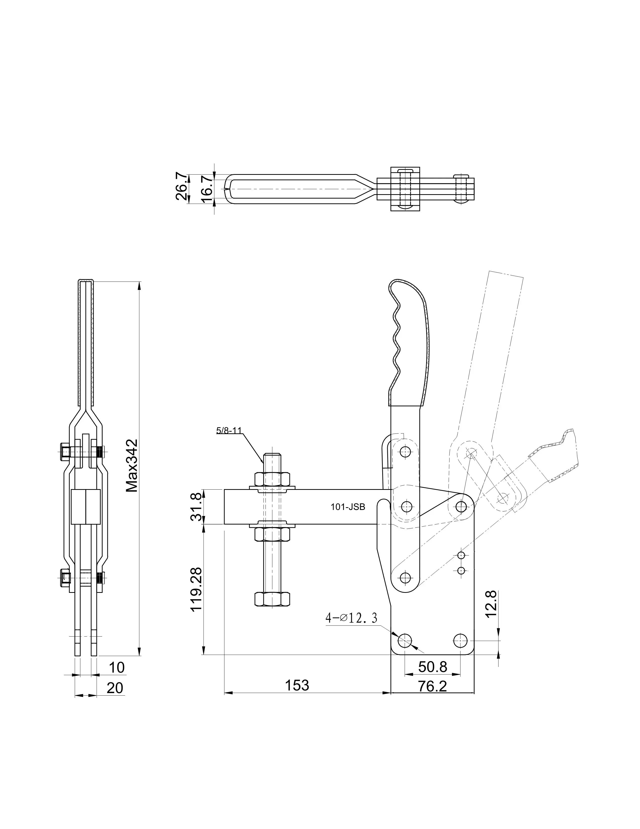 Прижим шарнирно-рычажный Арт. CH-101JSB