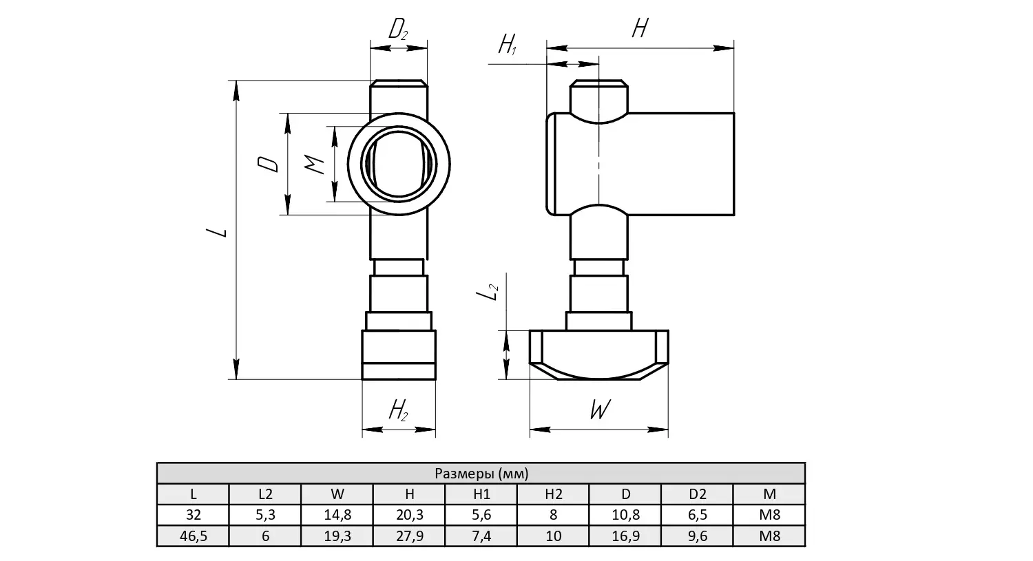 Быстрый соединитель встроенного типа для алюминиевых профилей М8, паз 8, угол 0 градусов, ALF-FCM8-8/0