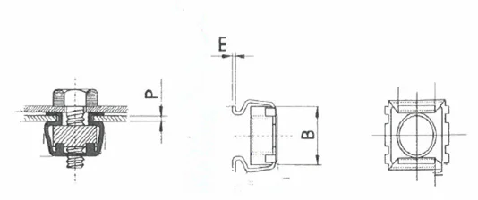 Закладная (клетьевая) гайка SMG сталь оцинкованная Резьба М 6, квадрат 8,3 мм, толщина металла 2,6-3