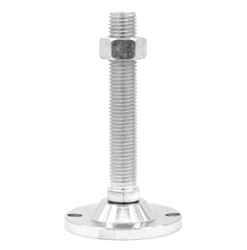 Опора регулируемая для алюминиевых профилей, основание 60 мм с дополнительными отверстиями, шпилька M16x150, ALF-LA150M16-D60U