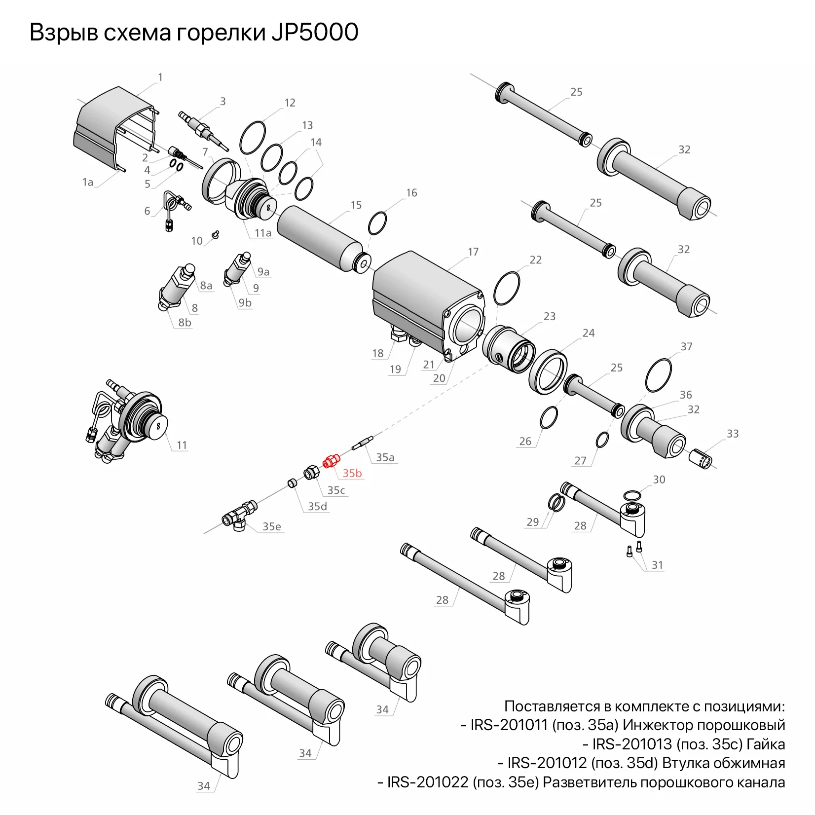 Взрыв-схема горелки JP 5000