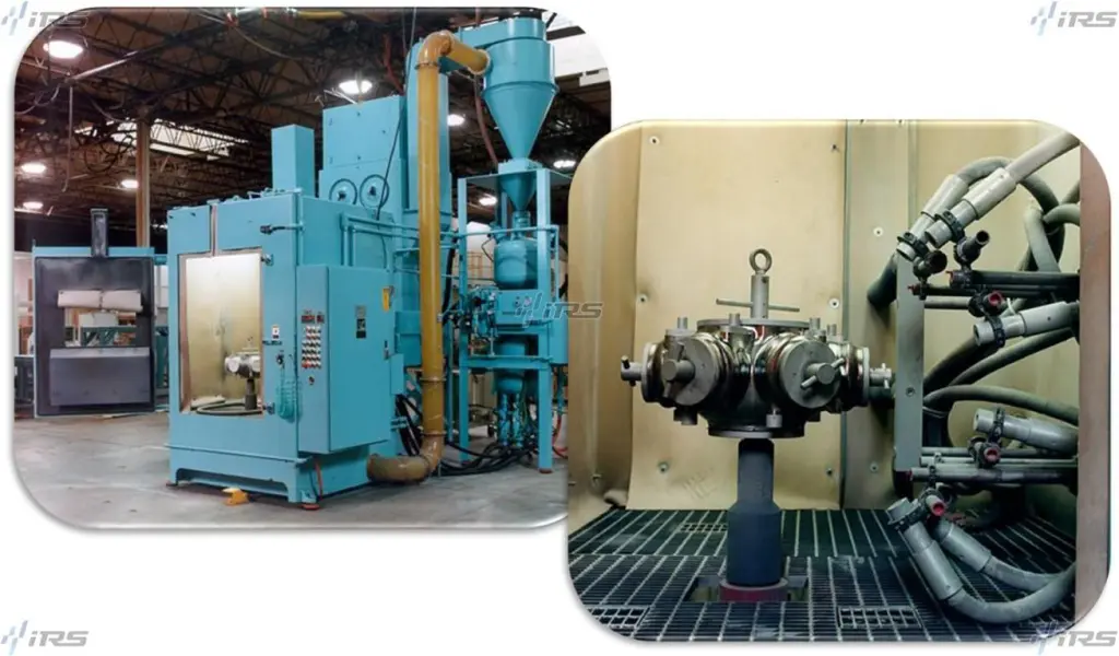 Установка по дробеструйной обработке в сборе, внутренняя камера с обрабатываемым изделием