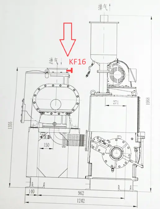 Габаритные и присоединительные размеры агрегата JZJPH600-4С. Вид слева