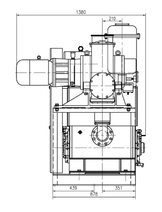Габаритные и присоединительные размеры агрегата JZJPH600-4С