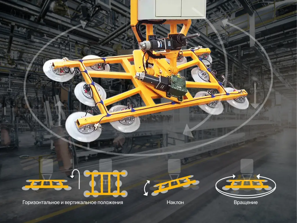 наклон и вращение вакуумной траверсы