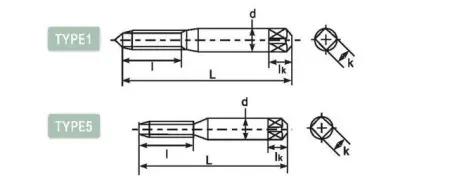 Метчик заостренный со спиральными канавками и длинным хвостовиком DLLS-POT1001