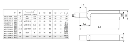 M-3270-400M30 Прихват прямой вильчатый с круглым прижимным выступом
