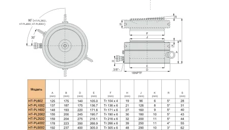 HT-PL1602 Гидроцилиндр со стопорной гайкой 160 тонн, 45 мм