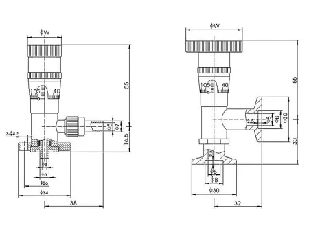 Вакуумный натекатель игольчатый ручной.GW-J200-T/16KF(2) Фланцы T/KF16 Артикул IRV-Р004-006