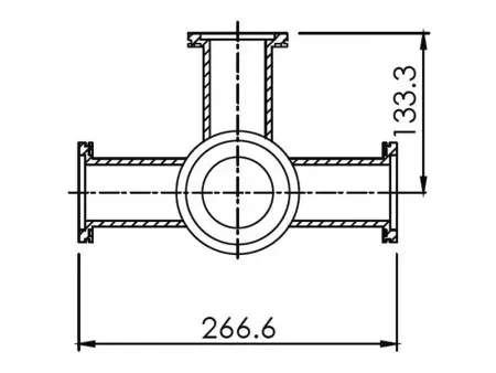 Пятерик с фланцами ISO-K 160, нержавеющая сталь 304L