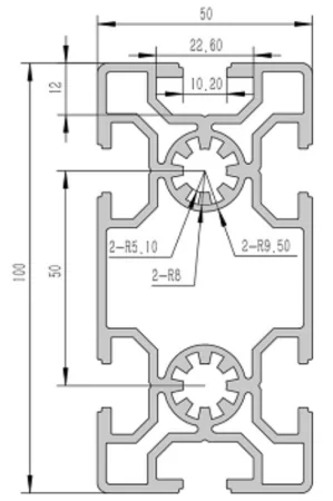 50100-10L Алюминиевый конструкционный профиль анодированный