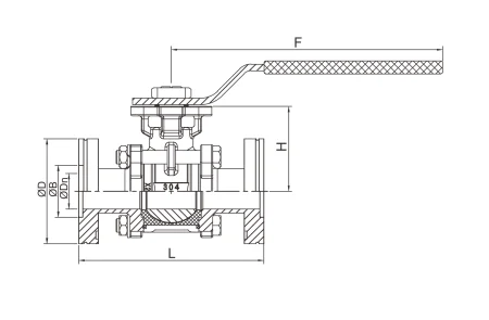 Вакуумный фланцевый шаровой кран  (размер 4")