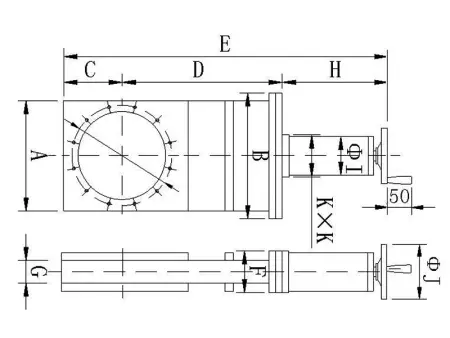 Шиберный затвор высоковакуумный. Ручной Фланец ISO-F320 нержавеющая сталь.