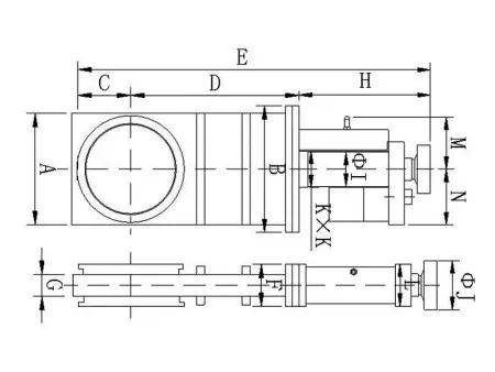 Шиберный затвор высоковакуумный. Электромеханический Фланец ISO-K100 нержавеющая сталь.
