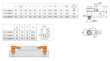 M-3115-60M16 Прижим поворотный Г-образный пружинный