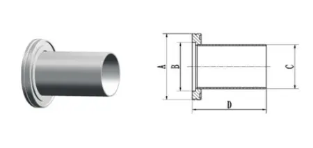 Патрубок под сварку ISO-K630, L=100  мм (нержавеющая сталь )