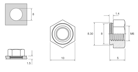 K-NUT M6 для 1,5 мм