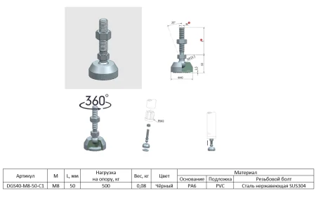 DGS40-M8-L50-C1 фото + чертеж