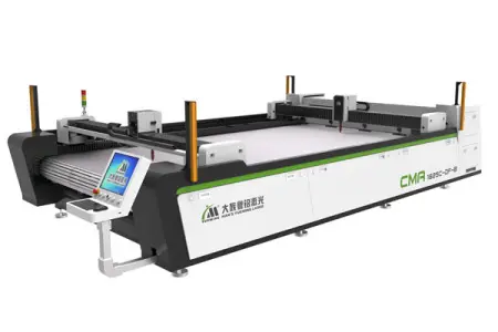 1800 х 2500  СО2 лазерный станок с двумя асинхронными головами с системой видео позиционирования и конвейером CMA1825C-DF-A