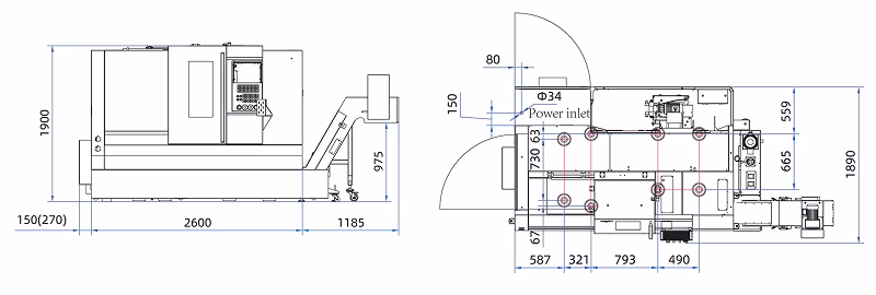 Размеры токарного станка с ЧПУ IRT-T5.2-500Q