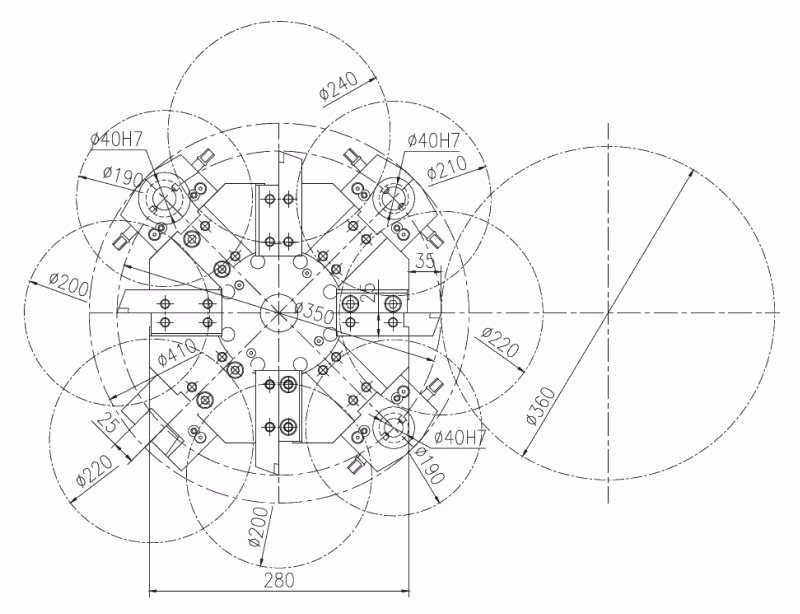 Взаимодействие оснасток 8-ми позиционной револьверной головки токарного станка с ЧПУ IRT-iT 35