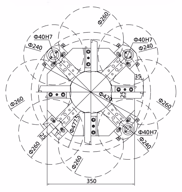 Взаимодействие оснасток 8-ми позиционной револьверной головки токарного станка с ЧПУ IRT-T5.2-500Q