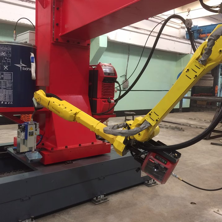 Процесс очистки сопла на Роботизированном сварочном комплексе MIG/MAG сварки